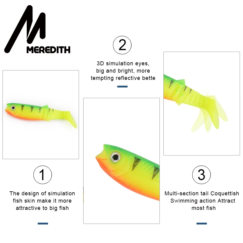 MEREDITH 3 шт. 22 г 12,5 см Cannibal мягкие приманки Shads рыболовные приманки рыболовные мягкие приманки для рыбалки приманки JX62-12