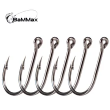 Bammax рыболовный крючок, 5 шт., стальной круг, колючие рыболовные крючки, пресноводный рыболовный крючок с отверстием, крепкие рыболовные аксессуары для карпа