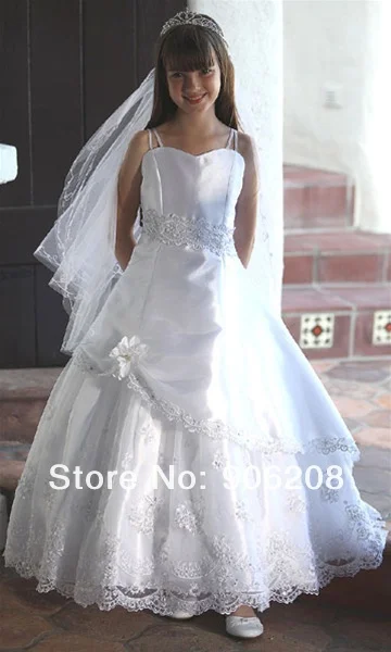 2015 New Arrival White Flower girl dress Prom dresses junior bridesmaid dresses beautiful girls dress Sunlun