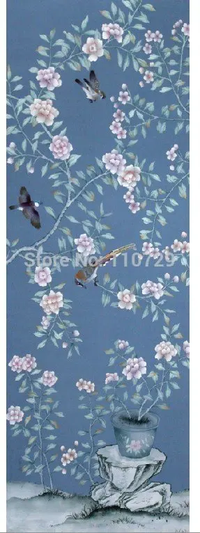 Подгонянная настенная бумага ручная роспись шелковые обои вишня с птицей ручная роспись обои много фотографий дополнительно