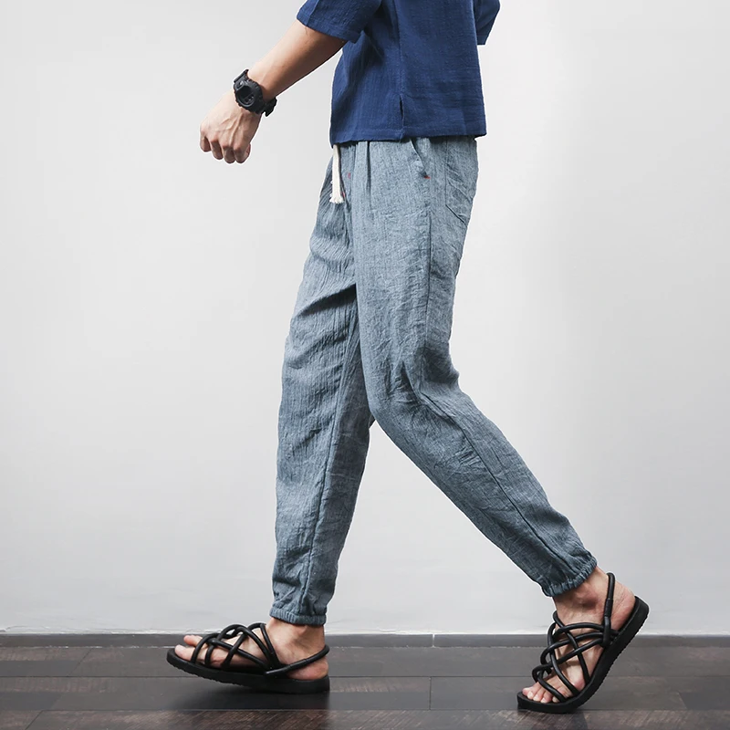 Cotton Linen Harem Pants Mens Jogger Male Casual Summer Track Trousers Designer Men Printing Casu | Мужская одежда