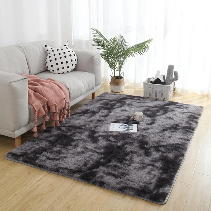 Dark Grey Plush Carpets For Living Room Soft Fluffy Rug Home Decor Shaggy Carpet Bedroom Sofa Table Floor Mat Cloakroom Rugs