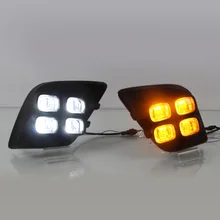 For Toyota Hilux Revo Vigo 2015 2016 Yellow Turning Signal Function Waterproof Car 12V LED DRL Daytime Running Light Daylight 