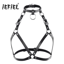 IEFiEL женское нижнее белье из искусственной кожи Регулируемый боди нагрудный ремень Костюм бандаж одежда для вечерней вечеринки представление