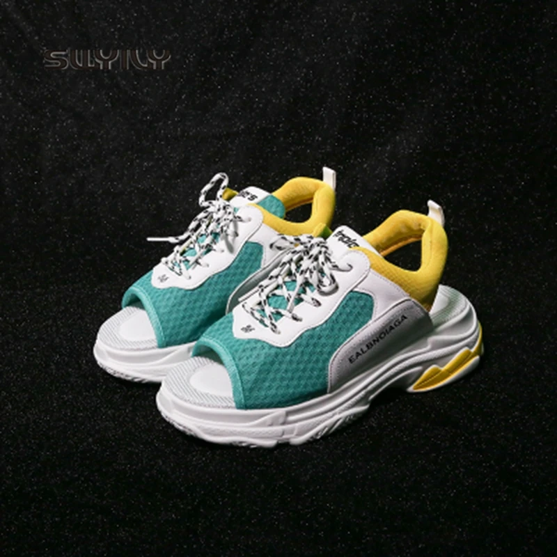 SWYIVY Sport Shoes Women Summer Sandals Fish Mouth Thick-sole Sneaker 2018 Breathable Height Increasing Women Swing Toning Shoes