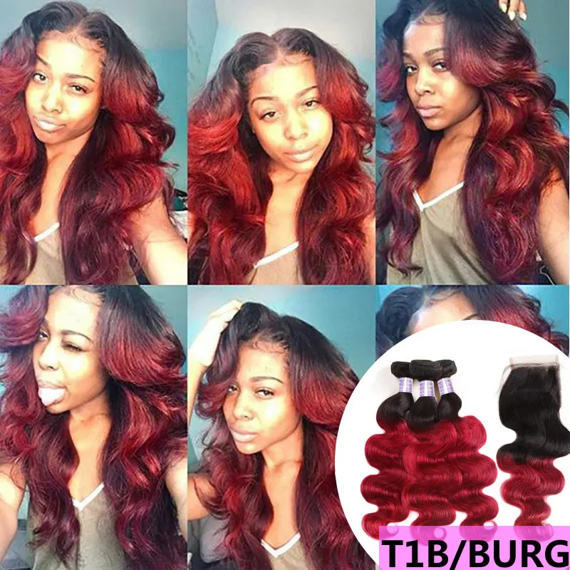 High Quality bundles with closure ombre
