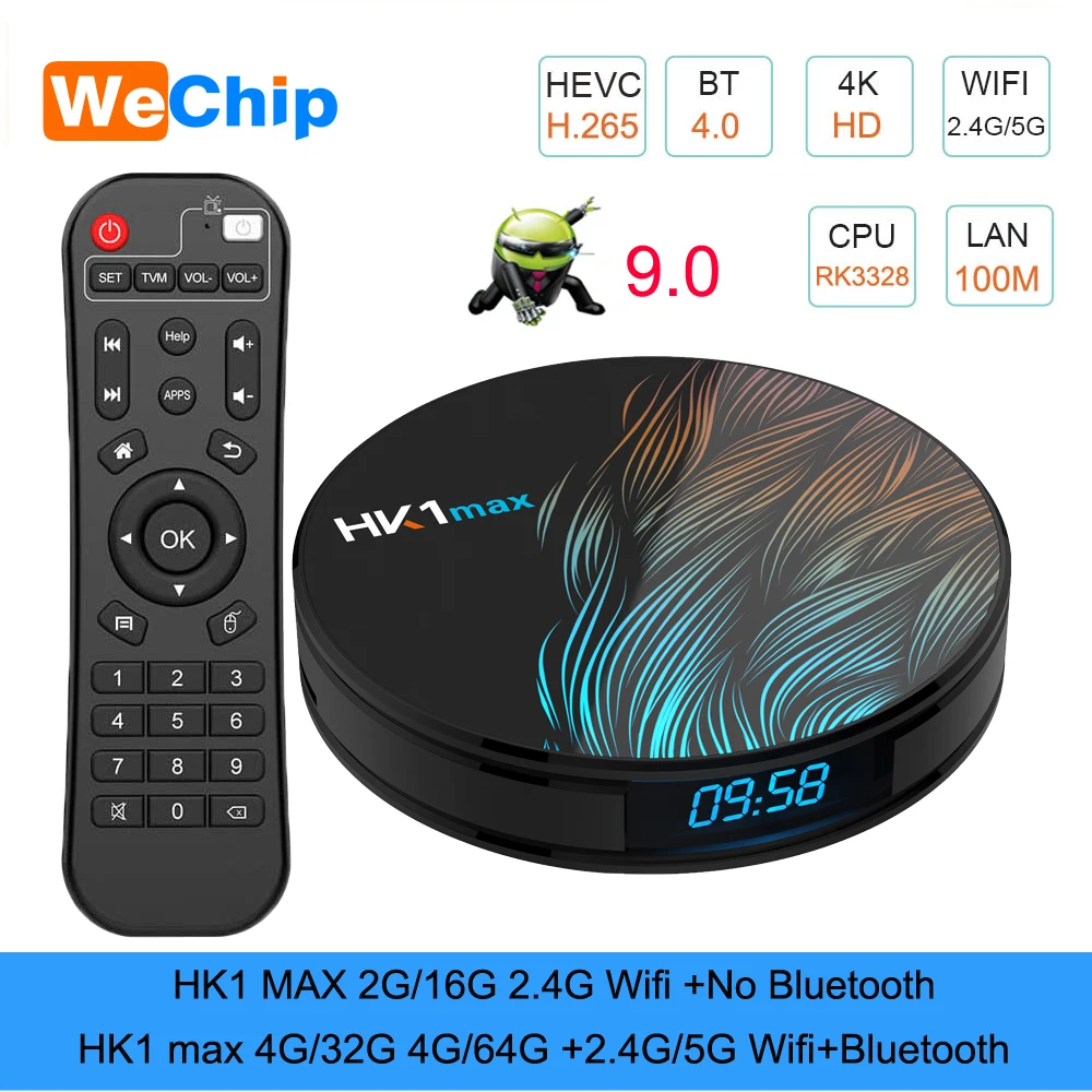 ТВ приставка HK1 MAX RK3318 Android 9 0 4 ГБ 64 1080p BT 4K 2 4G + Wi Fi поддержка Google Play Store Netflix Youtube