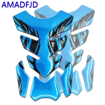 

AMADFJD motorcycle protect fuel tank pad 3D blue universal carbon fiber sticker decal on motocicleta moto racing car accessories