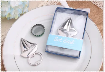 

Wedding party favor gifts and giveaways for guests - Silver Sailing Boat Bottle Opener Beer Bar Tools Ocean Theme 100pcs/lot
