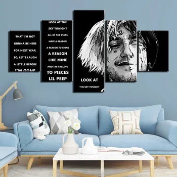 

Modern HD Print Wall Art Canvas Pictures 5 Pieces Lil Peep Famous Person music Painting Poster Home Decor For Living Room