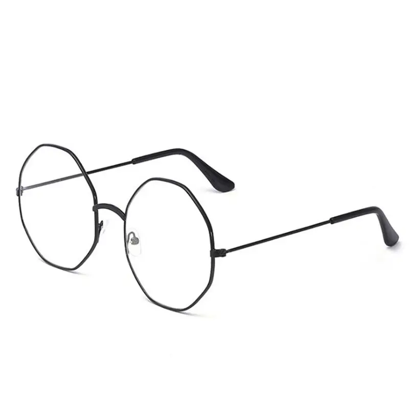 Классические винтажные очки оправа большие негабаритные круглые линзы плоская близорукость оптическое зеркало простой металл черный серебристый золотой глаз глас