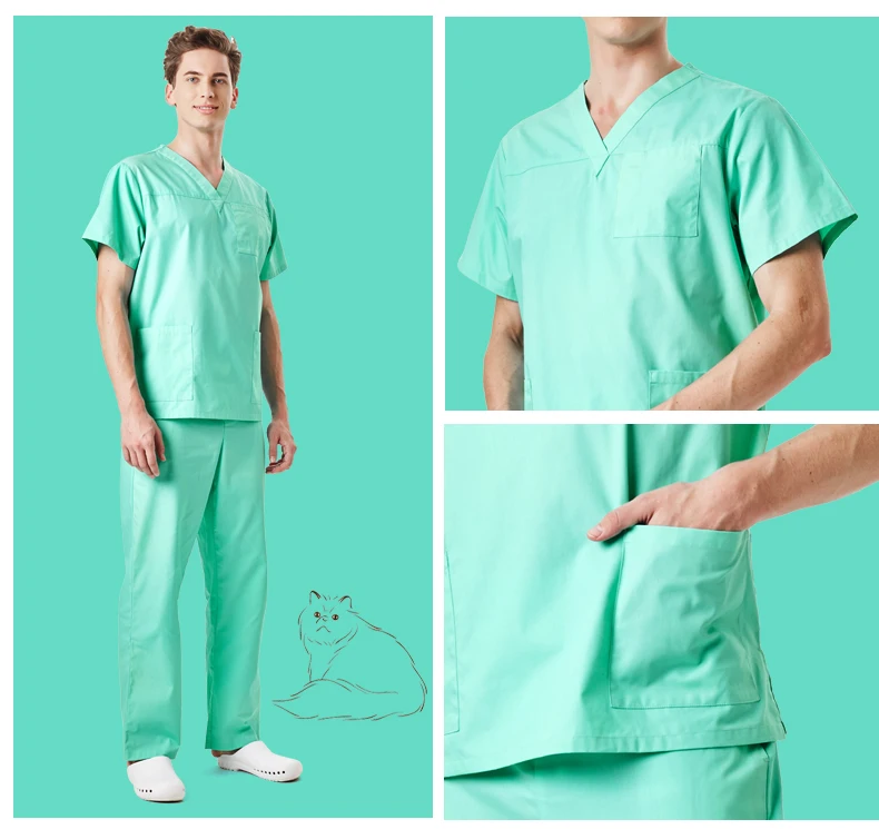 2018FR унисекс летние лаборатория больницы скраб устанавливает медсестра Clinic Управление доктор медицинская одежда модная Дизайн Slim Fit