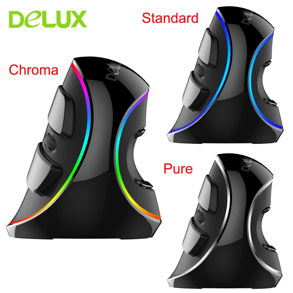 Pаспродажа Delux M618 Plus RGB Проводная вертикальная мышь Эргономичный USB 4000 dpi оптическая подставка для запястья Беспроводная игровая мышь для ПК настольног...