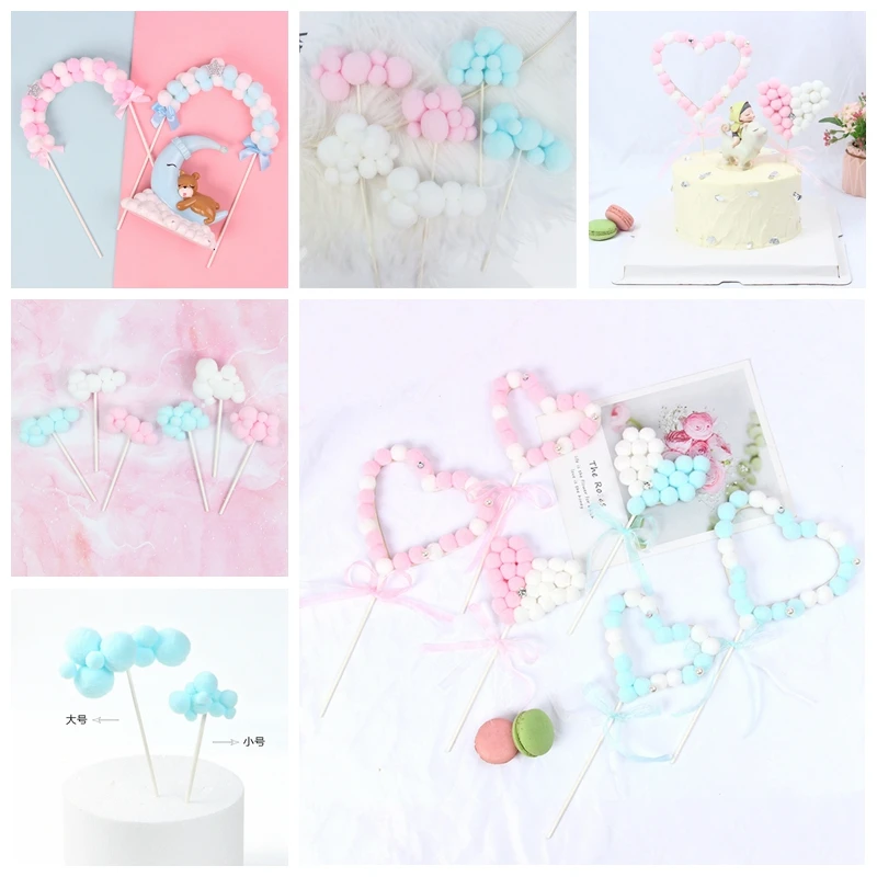 

1pc Faux Fondant Cake Accessories Hair Ball Heart Love Door Clouds Hairball Cake Decor
