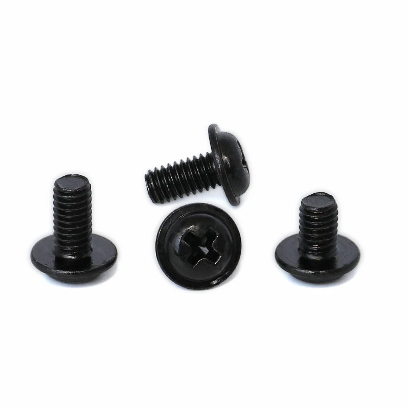10pcs M6 carbon steel black semi-circular head with pad Phillips round heads household screws bolt screw 8mm-20mm length | Обустройство