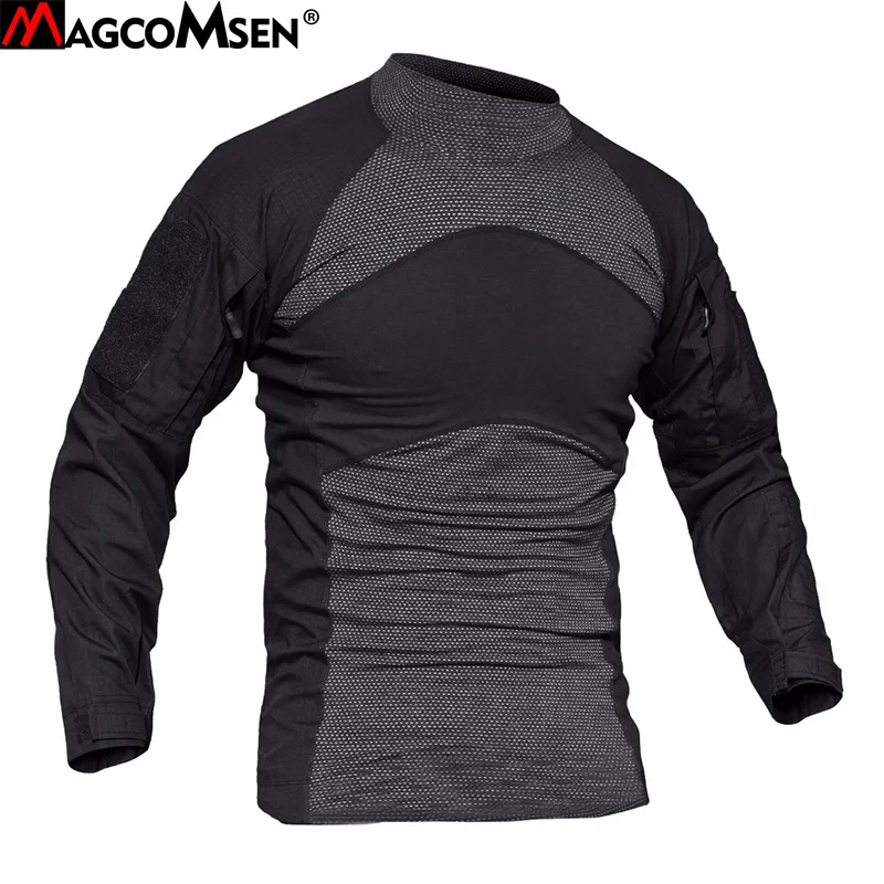 MAGCOMSEN футболки мужские с длинным рукавом камуфляж тактические футболки Slim Fit Мультикам военные армейские футболки мужская одежда AG-YWWS-19