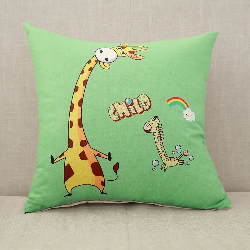 YWZN милый мультяшный чехол для подушки с котом, креативный чехол для подушки с изображением жирафа, декоративный чехол для подушки со слоном, funda cojin kussenhoes