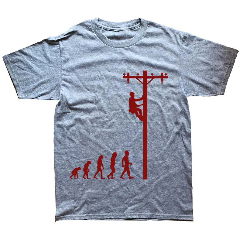 Эволюция Lineman Забавный электрик футболка подарок - Цвет: gray