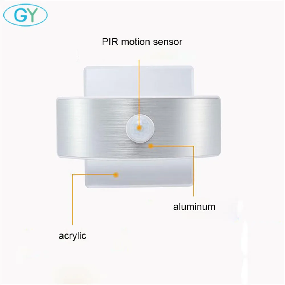 Светодиодный светильник для шкафа, 2 Вт светодиодный PIR датчик движения шкаф светильник ing, алюминиевый акриловый квадратный светодиодный светильник для шкафа, туалет ночник