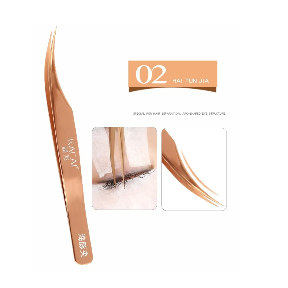 KACAI stainless steel Mink eyelash extension tweezers professional Volume Eye Lashes Tweezers make up tool eyebrow tweezer