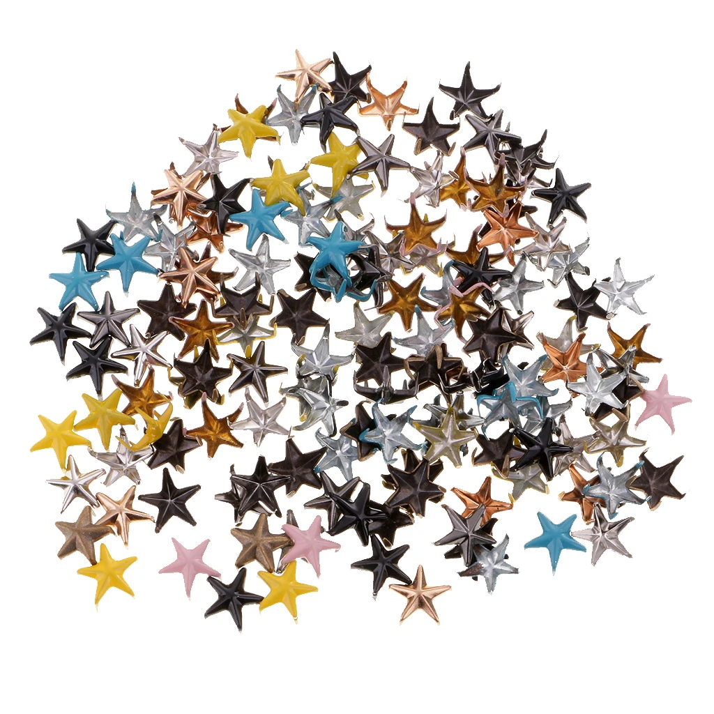 100pcs Metal Star Studs Claw Rivet Leathercraft Punk for Bags Jeans Belt Decoration