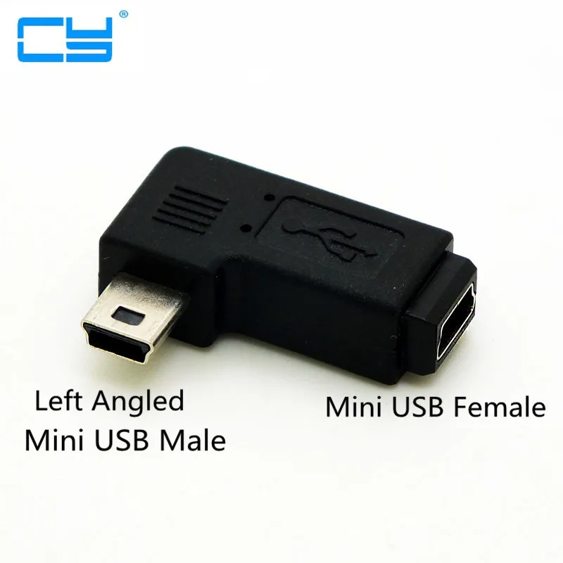 

5 шт./лот, с левым углом, 90 градусов, mini usb папа к Мини usb гнездовой разъем-адаптер, Удлинительный кабель-переходник