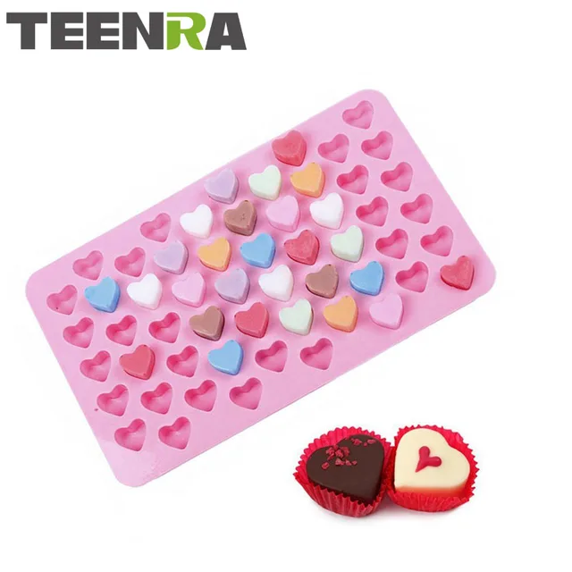 Us 2 51 30 Off Ra 1pcs Pink 55 Heart Shaped Silicone Chocolate Mold Mini Ice Cube Trays Cake Jelly Love Baking Tools In