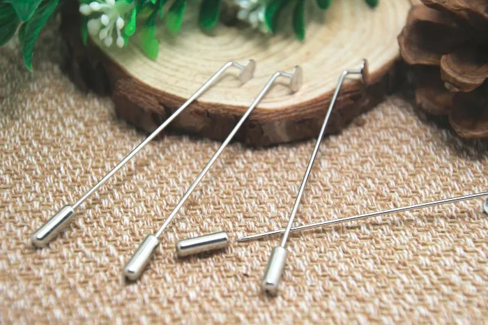 8pcs silver Lapel Pin Stick Pin Clutch 4x65mm With 5mm Pad