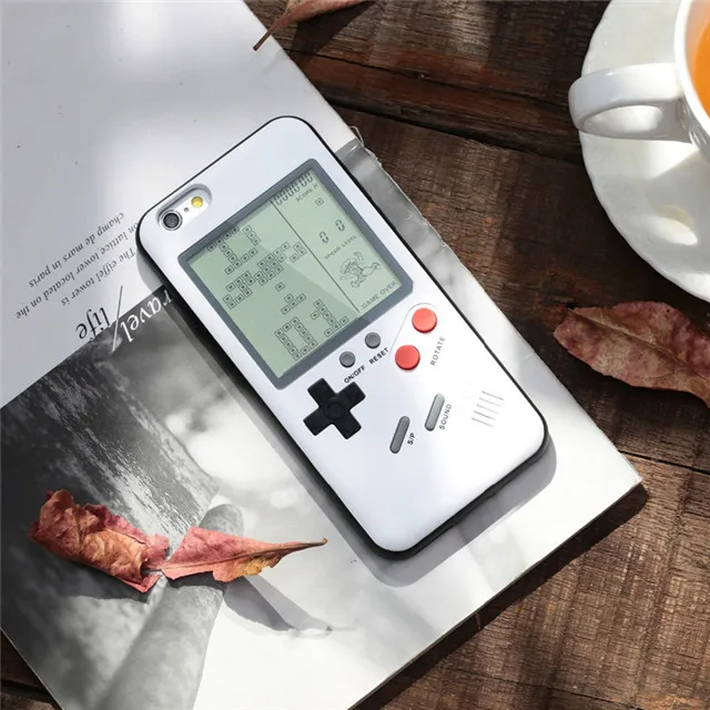 

Nostalgia Tetris Game Consoles Mini Handheld Game Players Built-in 8 Games Phone Case For Iphone X 6s 7 8 Plus Gift