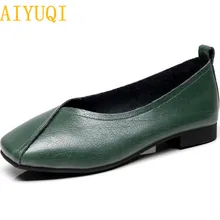 AIYUQI flat shoes  2021 new autumn genuine leather women flat shoes onon-slip Plus Size 35-43 Women casual shoes