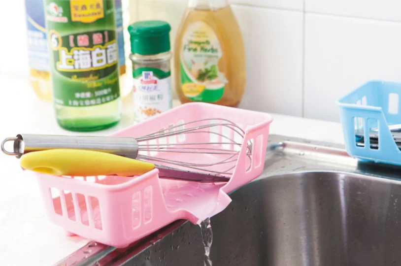 

3 Colors Kitchen Sink Sponge Storage Basket Washing Sponge Holder Drain Rack Faucet Storage Baskets