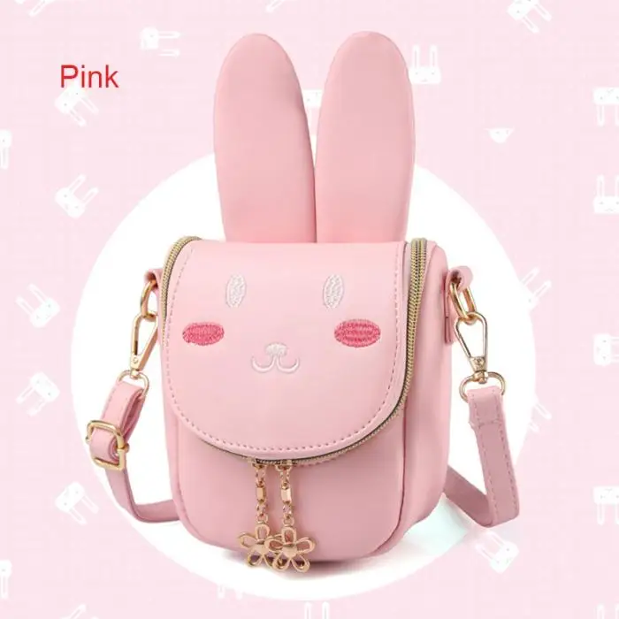 Children Girl Shoulder Crossbody Bag Zipper Cute Bunny Durable Package Pouch Gift New