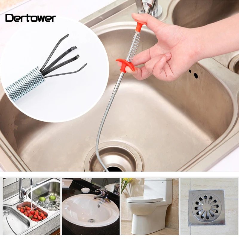 60 см Кухня Ванная Комната Раковина труба дренажный очиститель трубопровода удаление волос Душ Туалет канализация забивается длинная линия пластиковый крюк