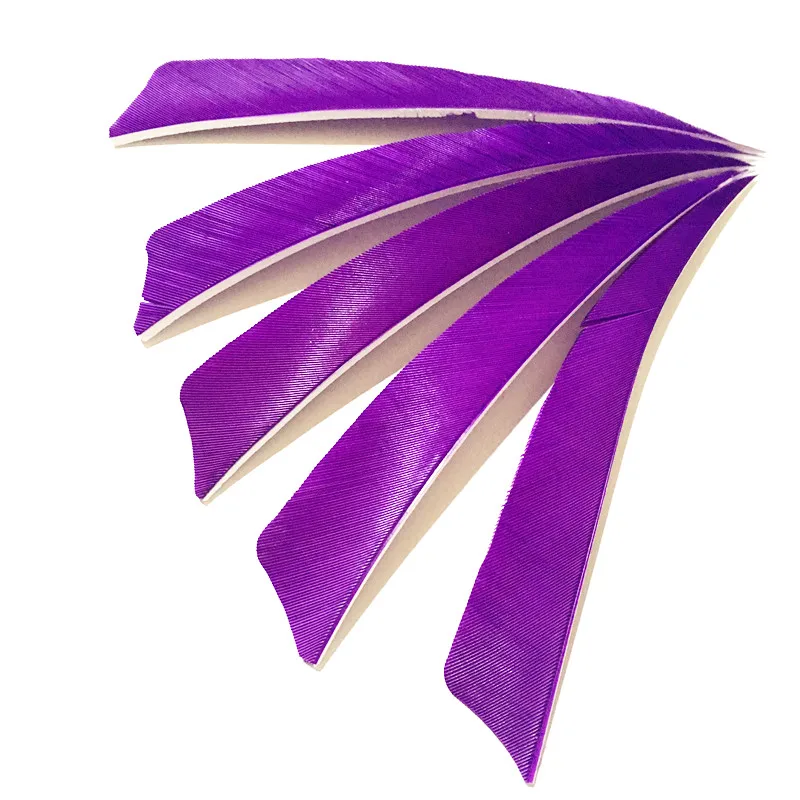 50 шт., 5 дюймов, 9 цветов, щит, турецкие перья, стрела, перо, Флетчинг для любой деревянной и бамбуковой стрелы для стрельбы из лука, охоты - Цвет: purple