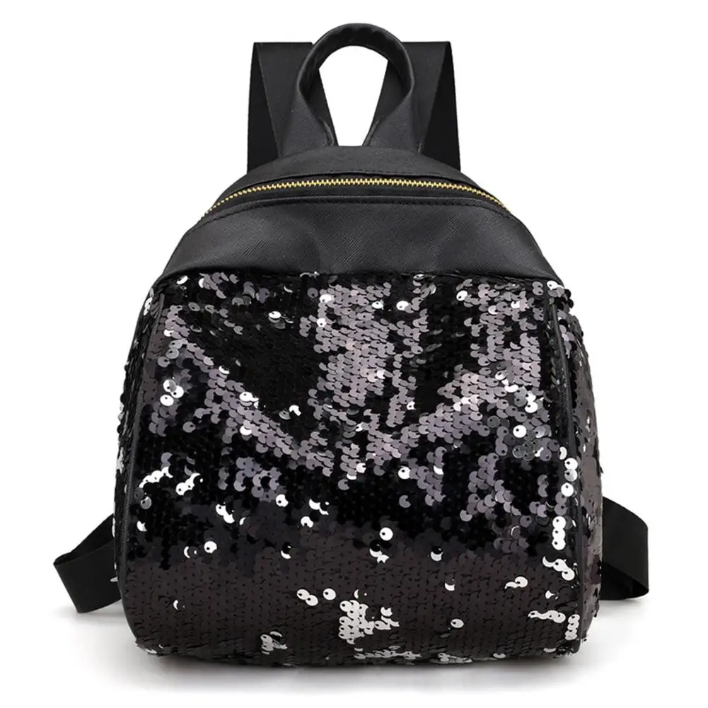 

banabanma Women backpack Fashionable Sequin Backpack Ladies PU leather Shoulder Bags ZK30