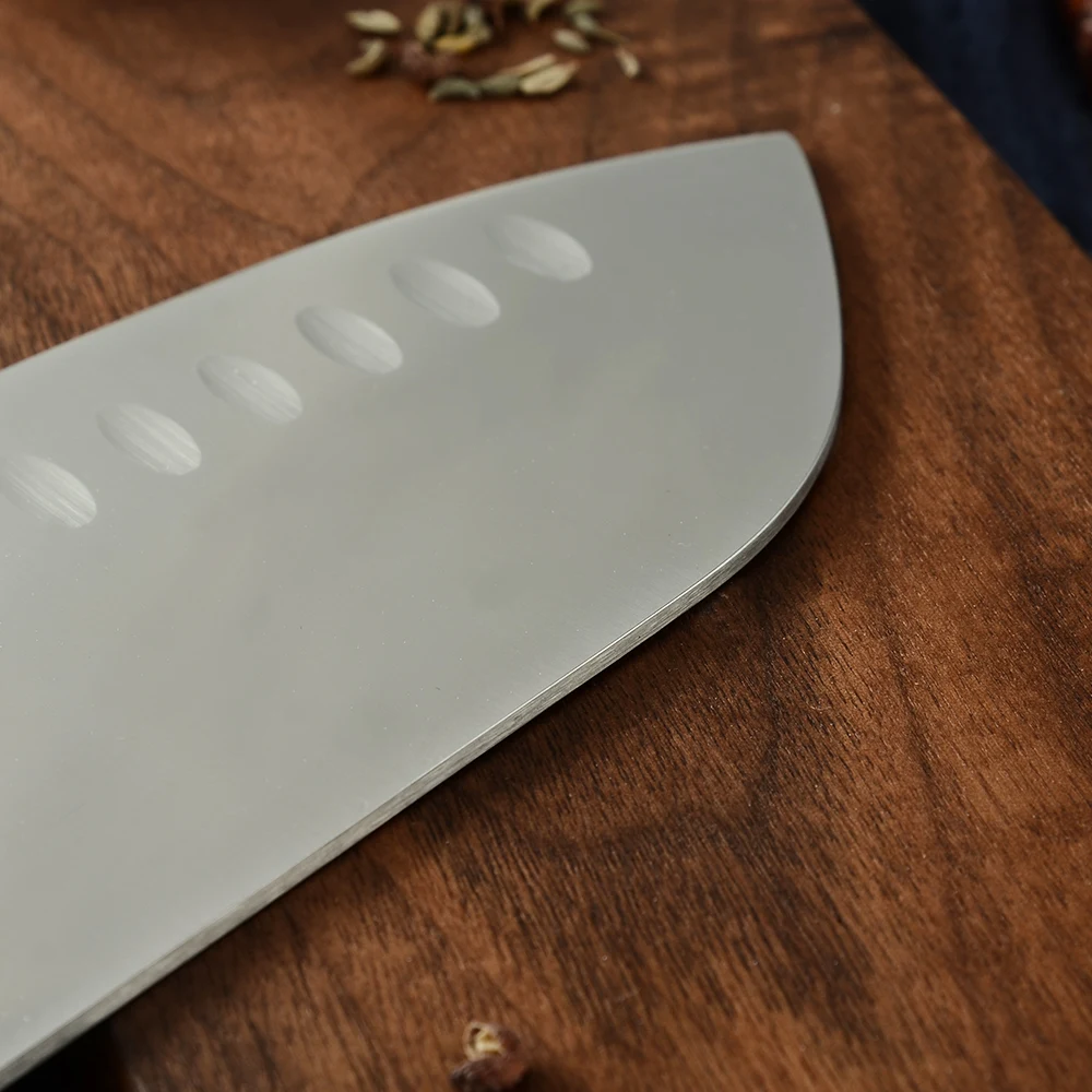 DAMASK 5CR15 кухонные ножи из нержавеющей стали 7,5 дюймов Janpanese Santoku нож с цветной деревянной ручкой шеф-поварские Ножи острый кухонный топорик