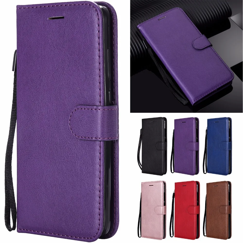 

for Samsung Galaxy A8 2018 Case on for Samsung A8+ A8 Plus 2018 Cover Vintage Simple Solid Color Flip Wallet Leather Phone Cases