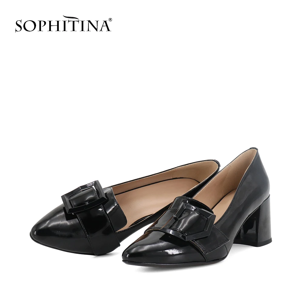 SOPHITINA/Новые осенние женские туфли лодочки модные из лакированной кожи с острым