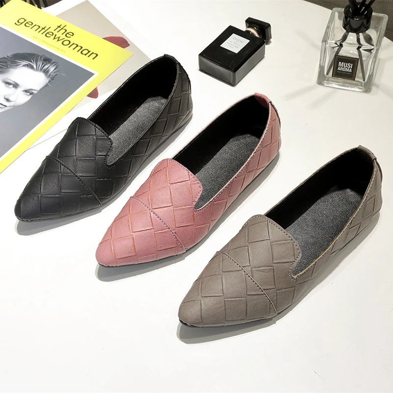 

New Fashion Casual Shoes Flats Female Plaid Slip on Shallow Women Shoes Woman solid Loafers Shoes Plus Size Ladies Flats