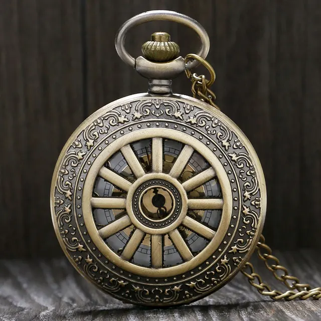 Retro Bronze Retro Pattern Hollow Quartz Pocket Watch With Necklace Chain Gift T Retro Bronze Retro Pattern Hollow Quartz Pocket Watch With Necklace Chain Gift T