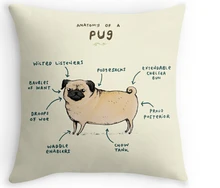 Lustige Anatomie eines Mops Cute Puppy Nizza Mit Reißverschluss Platz Vintage Dekokissen Fall Durable Große Geschenk Freies Verschiffen