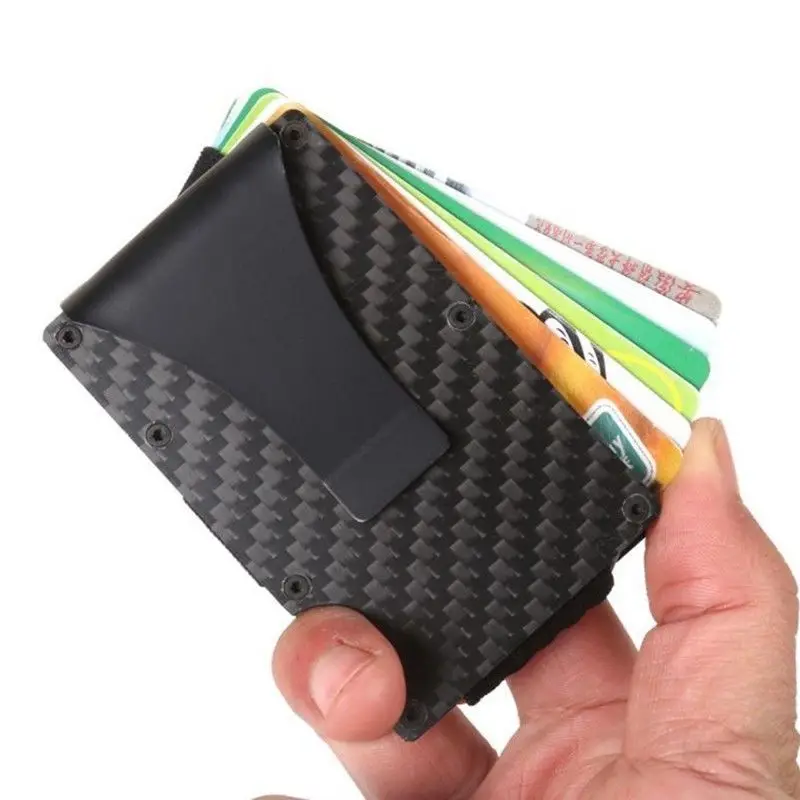 

Vbiger Slim Carbon Fiber Chic RFID Blocking Portable Card Wallet for Men Card Holder