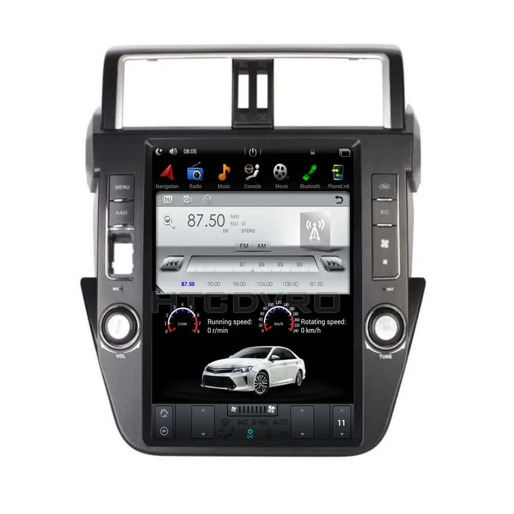 Top YMODVHT 12.1inch Telsa Vertical Screen Quad Core Android 7.1 2GB RAM Car DVD GPS for Toyota Prado/LC150/Prado150 2010-2013 2014- 1