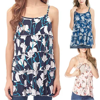 

Women Pregnant Sleeveless Floral Tops Breastfeeding Nusring Maternity Clothes