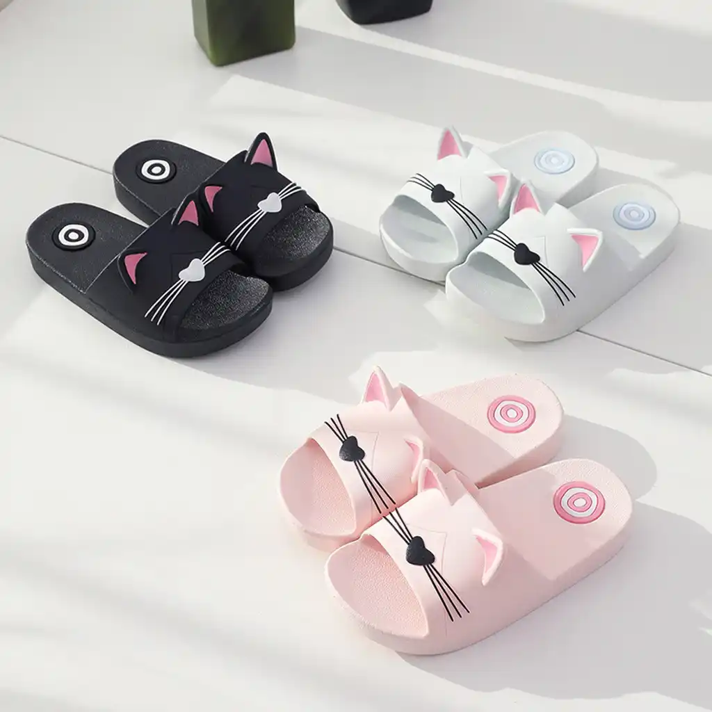 Junge Mädchen Cartoon Katze Schuhe 2019 Sommer Todder Tier Kinder Indoor Baby Flip Flops Pvc Kawaii Infant Strand Casual Hausschuhe Weichen