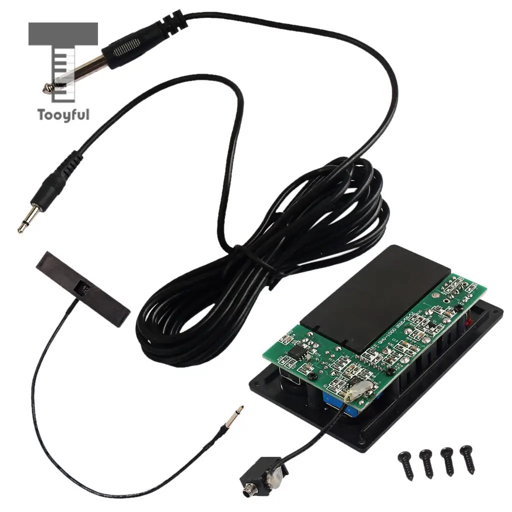 Tooyful Durable Metal Electric Violin Silent EQ Piezo Pickup Transducer with Cable Electronic Violin Parts Black