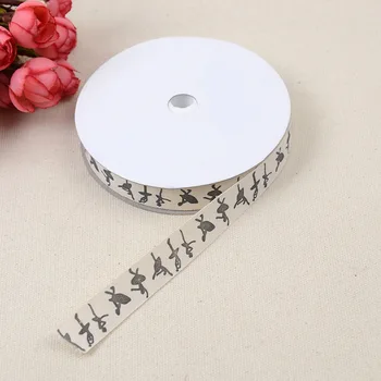 

Beige Cotton Ribbon Printed Ballet Design High Quality 15MM 40Yards/Lot DIY Webbing Sewing & Packing Accessories BBXU-205