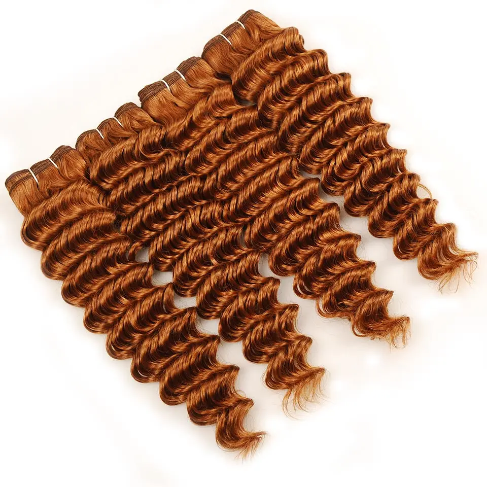 Pinshair Pre-Colored 10-26 Brazilian 4 Bundles Deep Wave Color 30 Hair Weaves 100gbundle 100% Human Hair Thick Wefts Non-Remy (23)