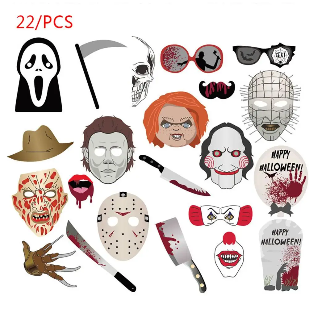 

22pcs/set DIY Funny Halloween Photo Props Carnival Party Decoration Photo Props Party Selfie Accessories
