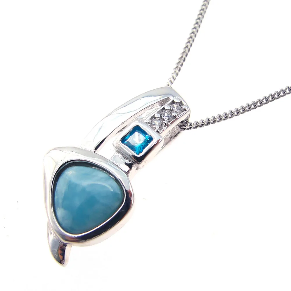 Pingente feminino larimar 925 prata esterlina sólida